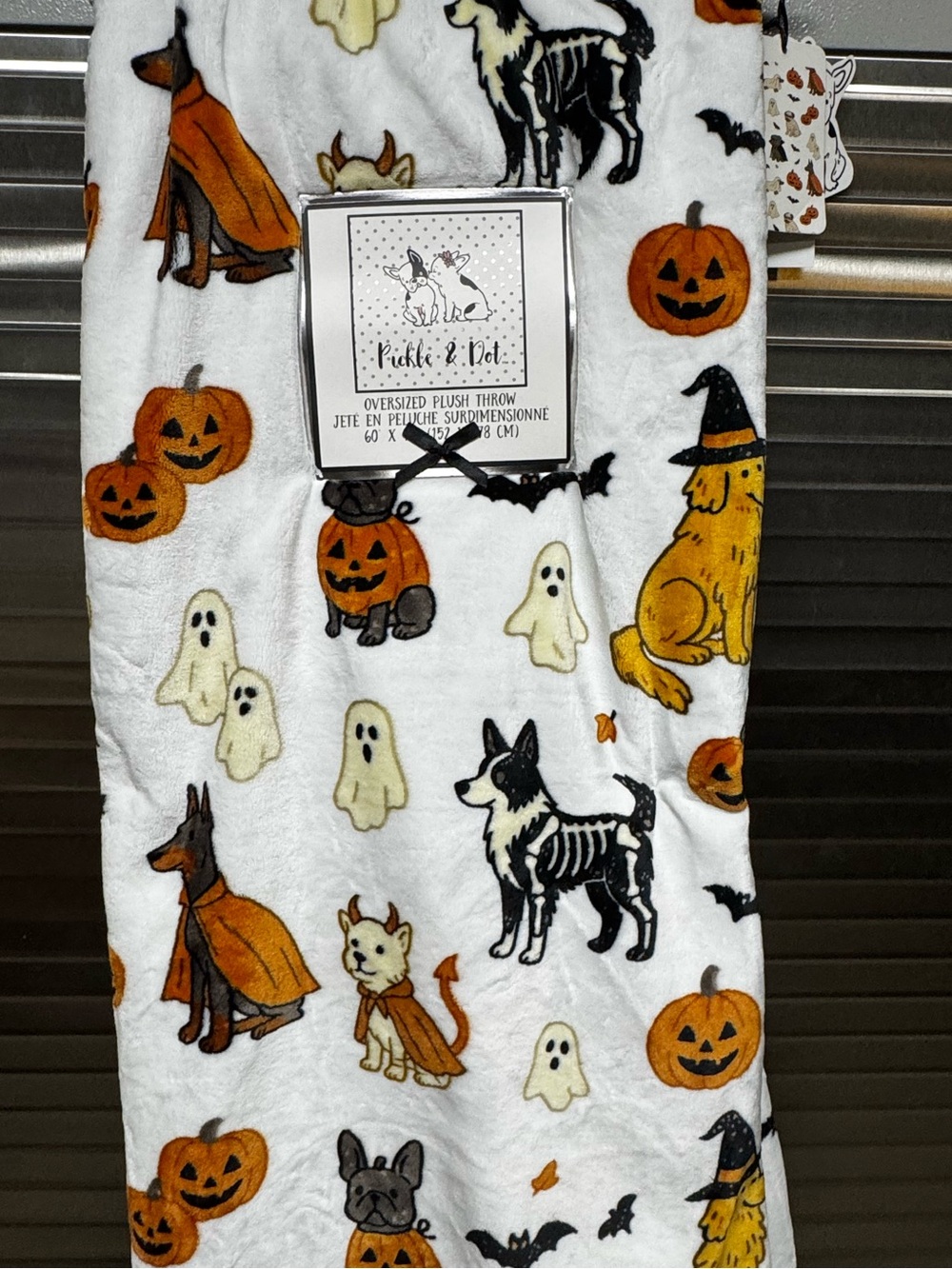 Halloween Plush Throw Dogs in Costumes, frenchie, Dachshund and more…. NEW